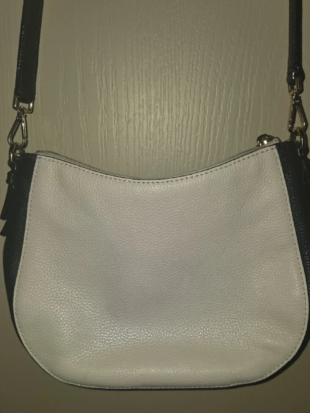 kate spade Cream and Black Leather Crescent Crossbody